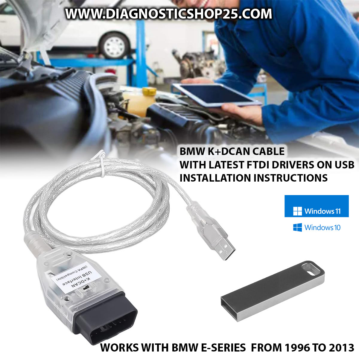 BMW K+DCAN OBD2 USB Interface Cable works with -ISTA - INPA - NCS EXPERT